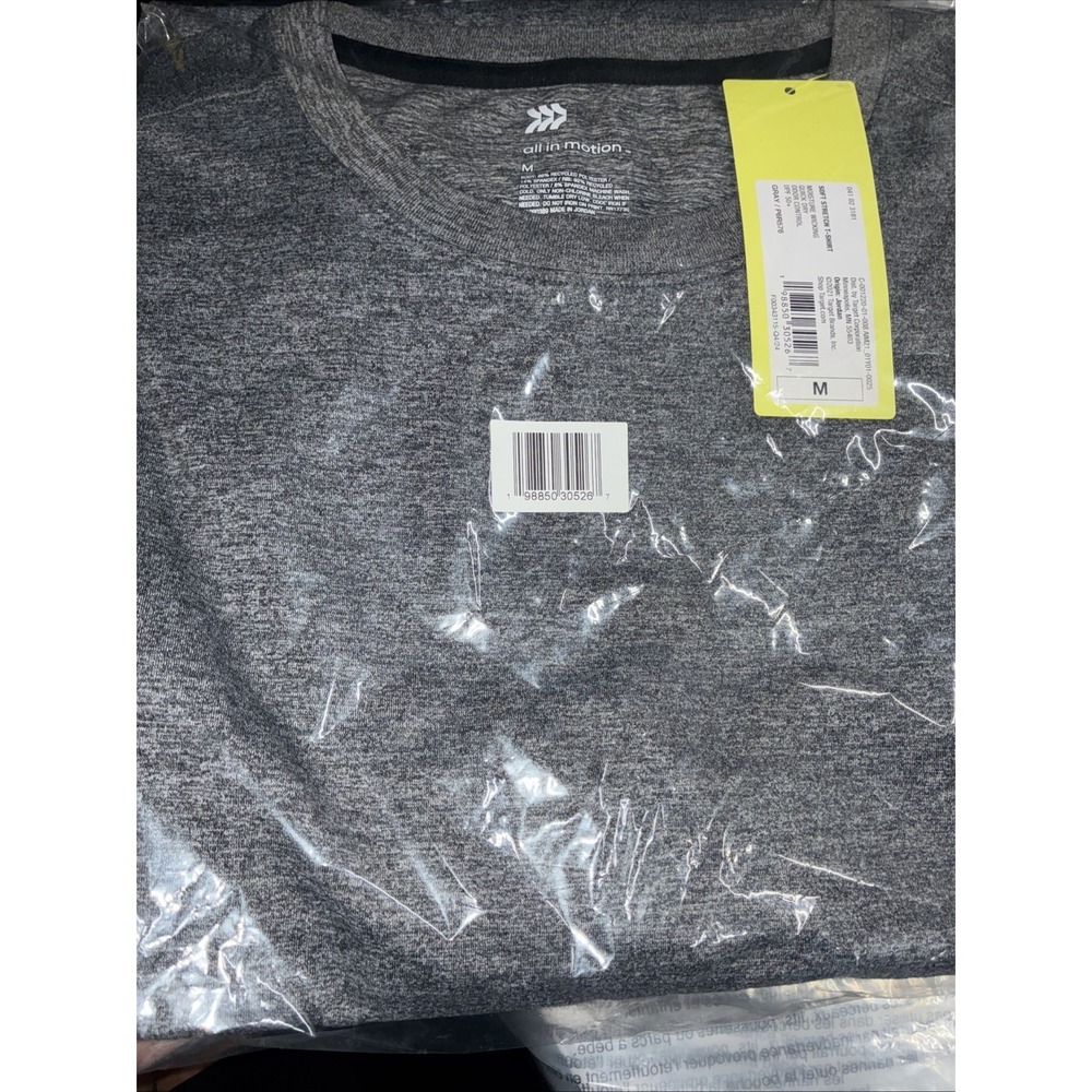 All In Motion Shirt Men Medium Gray Performance Tee Moisture Wicking Gym Running